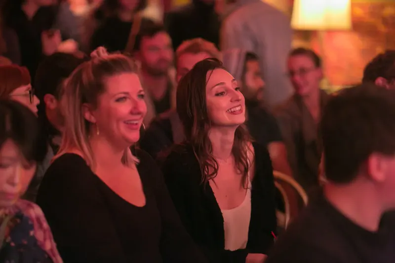 The crowd laughing at a Jetpack show