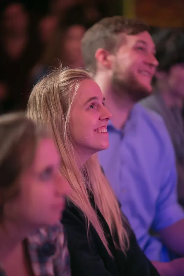 The crowd laughing at a Jetpack show