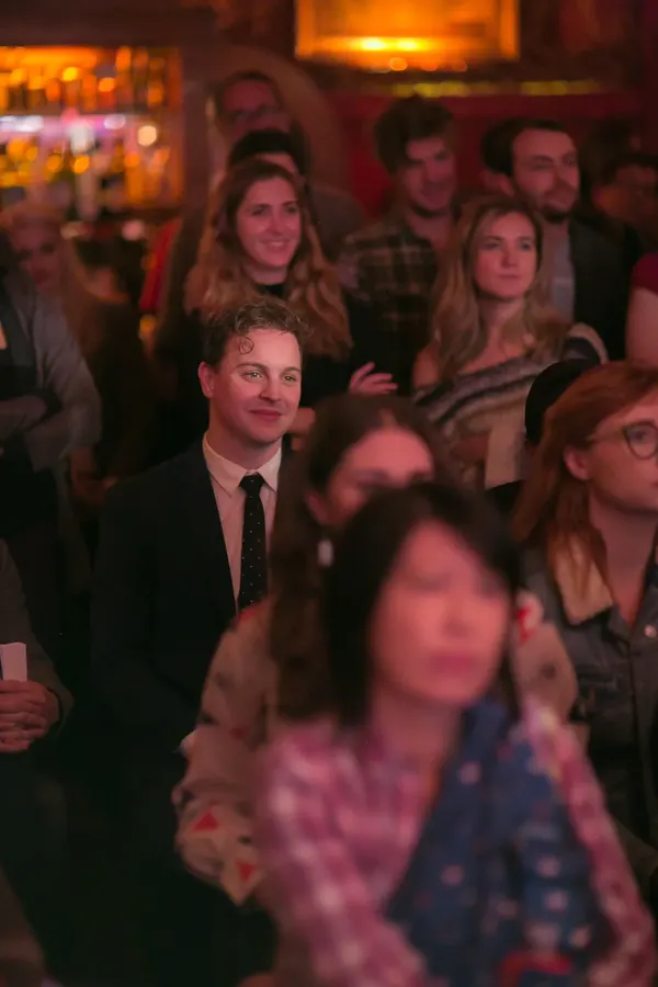The crowd laughing at a Jetpack show