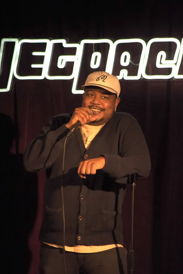 A comedian on the Jetpack stage