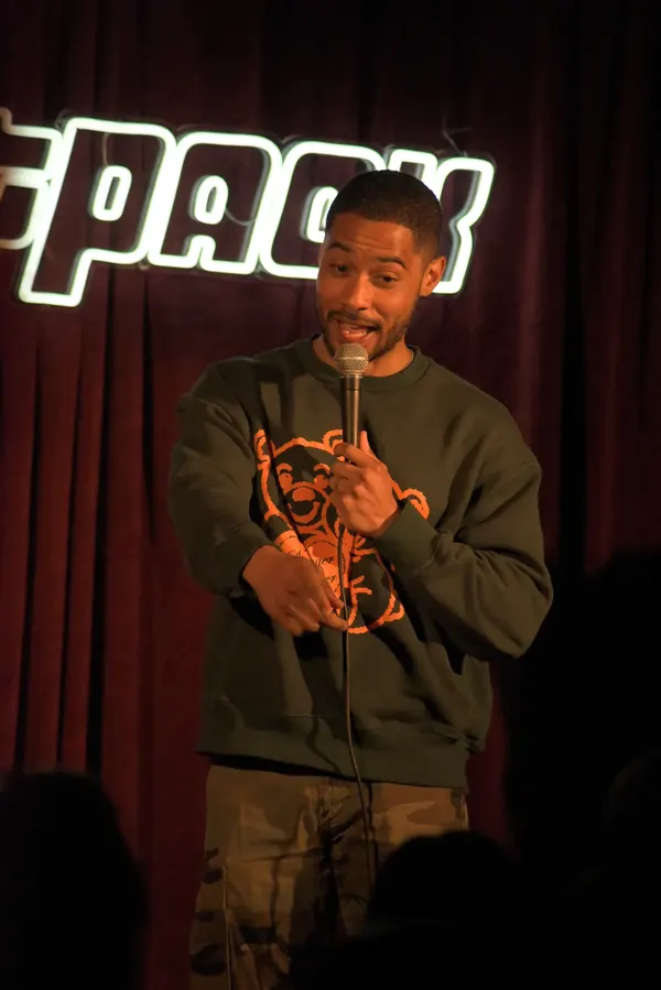 A comedian on the Jetpack stage