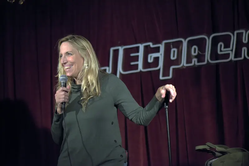 A comedian on the Jetpack stage